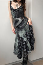Vintage Gothic Ombre Floral Maxi Dress