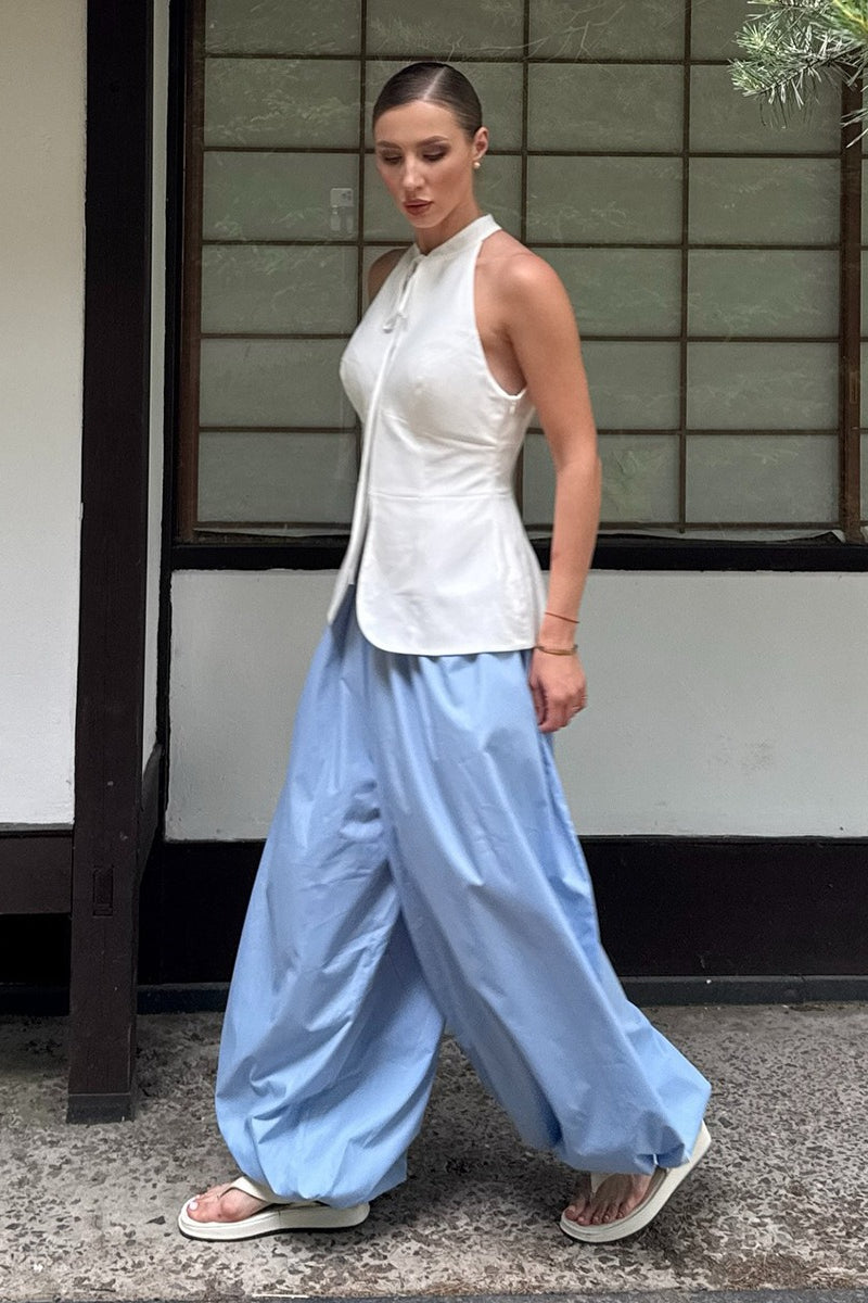 Cotton Lantern Wide Leg Pants