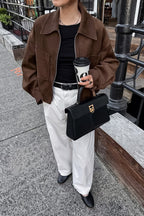 Loose Fit Brown Suede Jacket