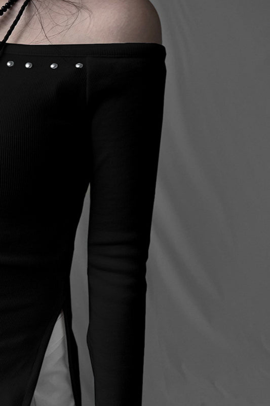 Studded Asymmetrical Ruched T-Shirt