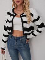 Striped Colorblock Knit Cardigan