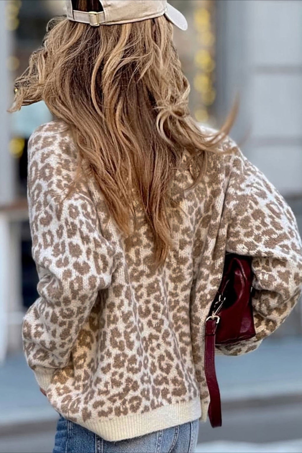 Leopard Print Crew Neck Cardigan