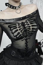 Dark Style Skull Graphic Knit Top