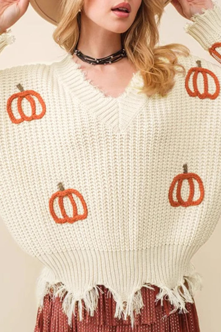 Halloween Drop Shoulder Knit Sweater