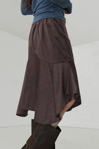 Asymmetric Draped Midi Skirt