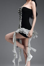 Strapless Lace Up Bodycon Mini Dress