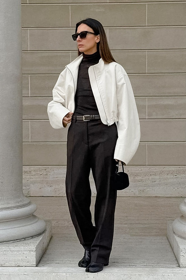French Minimalist White Trench Jacket