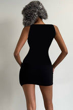 Street Style Sexy Letter Print Cutout Bodycon Mini Dress