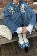 Blue Floral Cotton Coat