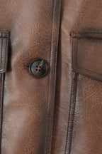 Brown Vintage Faux Leather Coat