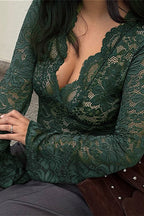 Vintage Sheer Lace Long Sleeve Blouse