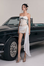 Floral Boned Corset Strapless Bodycon Mini Dress