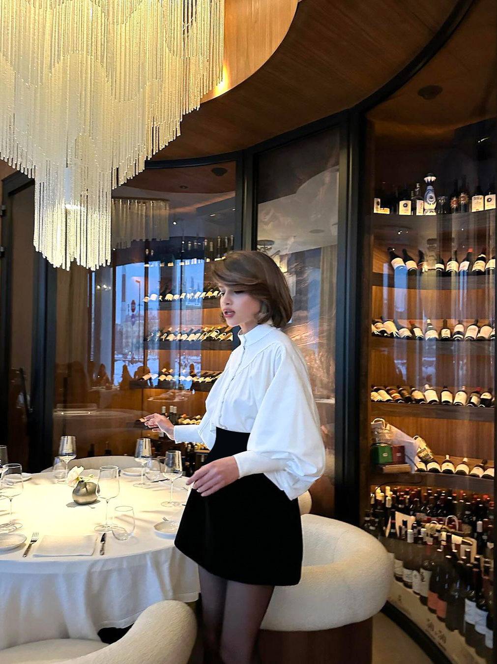 Puff Sleeve Stand Collar White Blouse