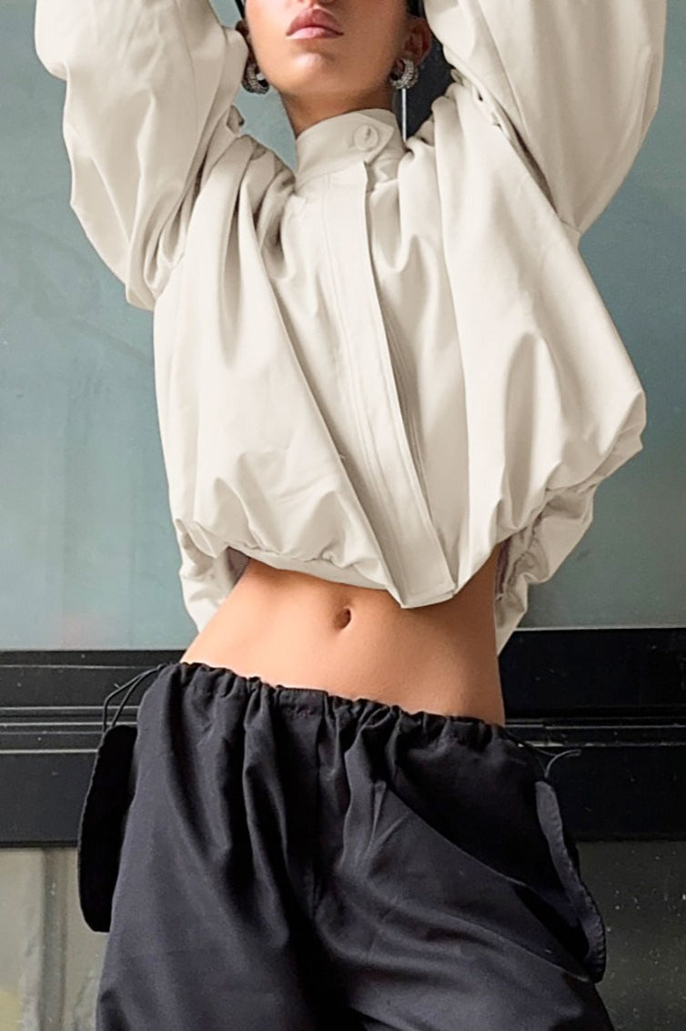 Chic High Neck Puff Sleeve Jacket