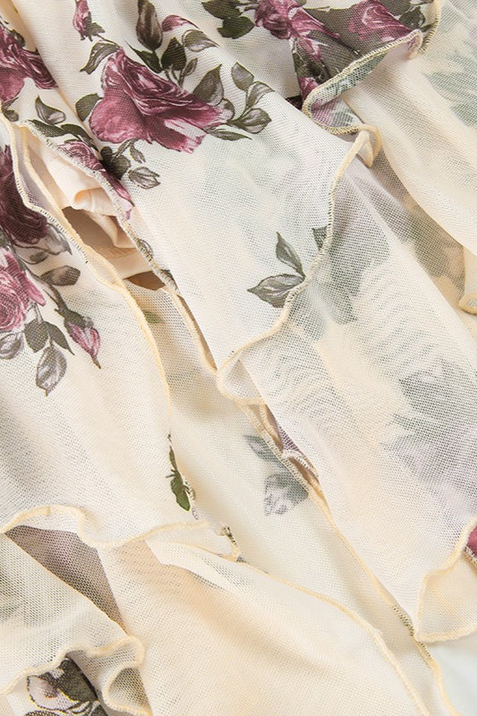 Vintage Floral Asymmetrical Skirt