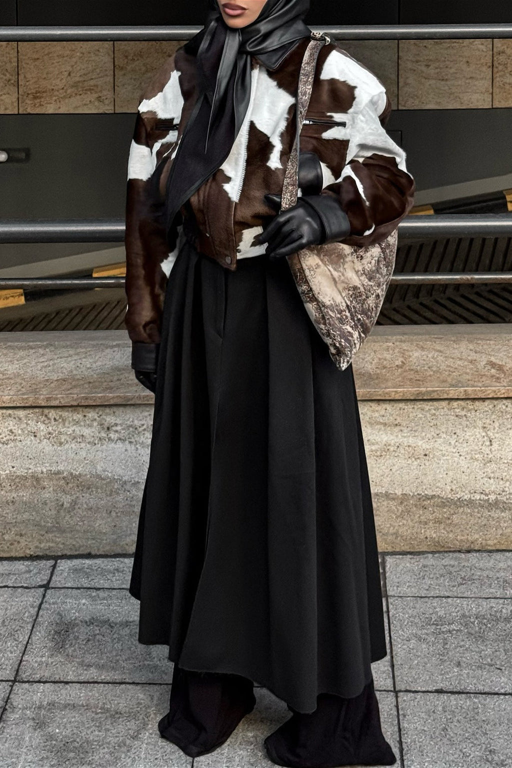 Black and White Leather Moto Jacket