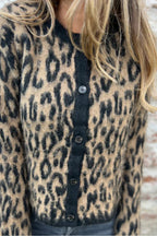 Soft Knit Cropped Leopard Cardigan