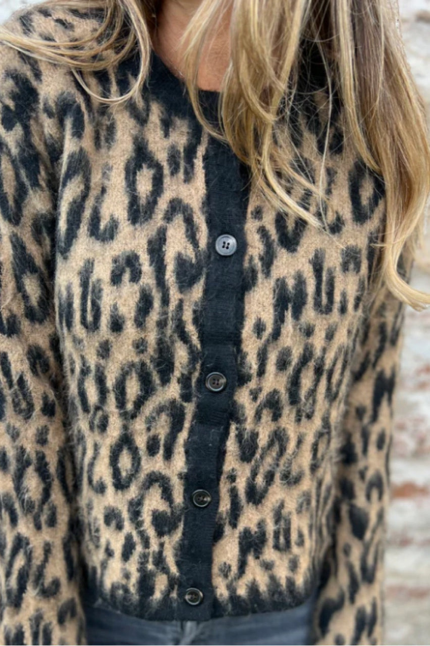 Soft Knit Cropped Leopard Cardigan