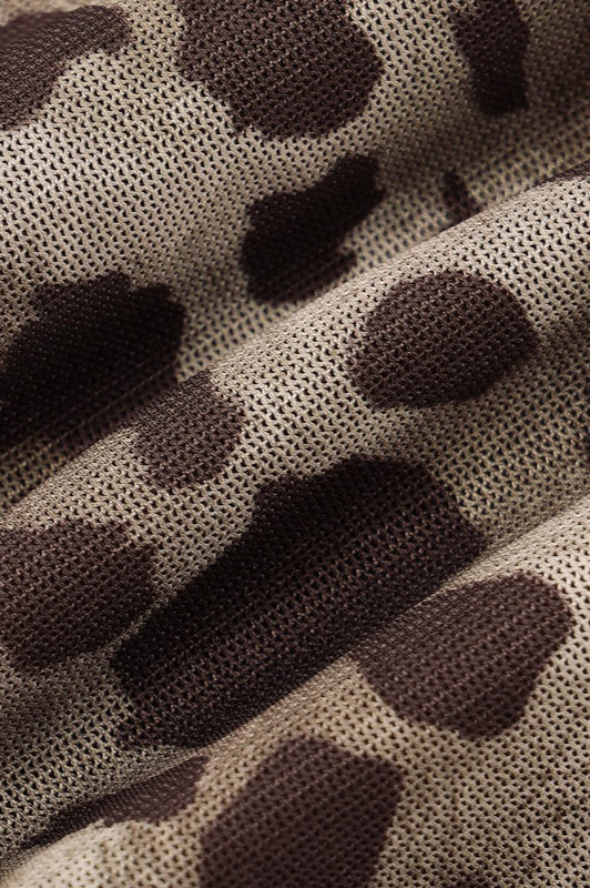 Ruched Leopard Bodysuit Crop Top