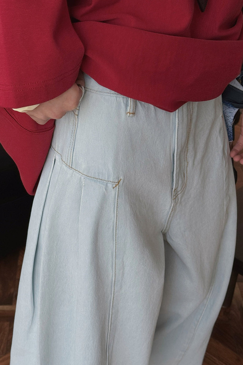 Deconstructed Flared Denim Jeans