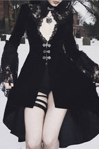 Gothic Lace Cutout Lantern Sleeve Dress
