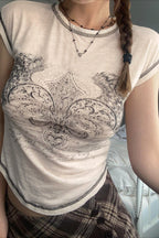 Contrast Stitch Graphic Vintage T-Shirt