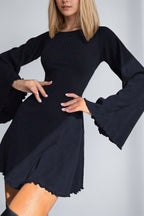 Elegant Backless Flare Sleeve Mini Dress