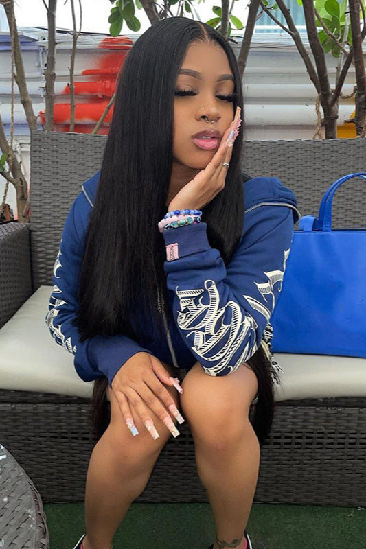 Letter Print Drawstring Hoodie