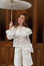 Vintage Lace Ruffle Long Sleeve Blouse