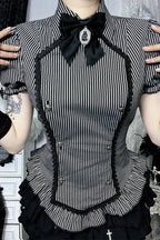 Gothic College Style Fitted Blouse