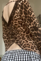 Cutout Backless V Neck Blouse