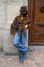 Belted Brown Suede Jacket