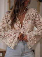 Lace Hollow Out Casual Blouse