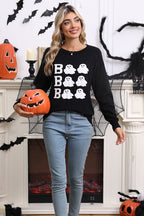 Halloween Embroidered Crew Neck Sweater