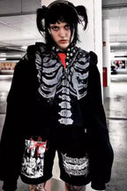 Skeleton Print Oversized Hoodie