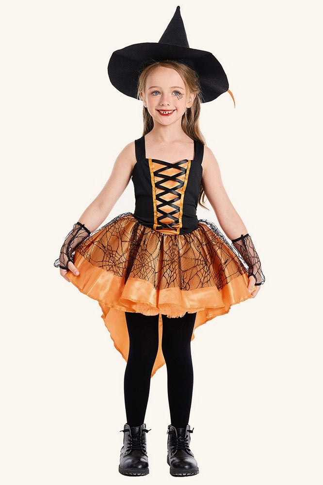 Orange Witch Dress Kid Halloween Costume
