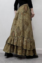 Ruched Botanical Tie Waist Skirt