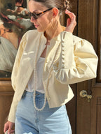 Stand Collar Puff Sleeve Blouse