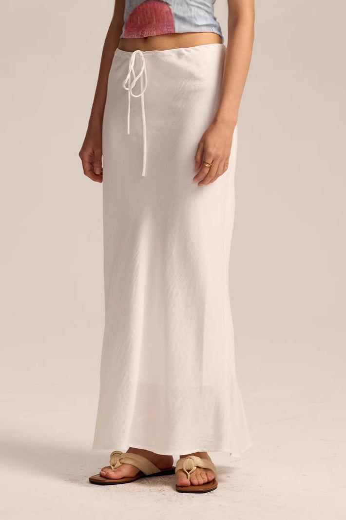 Drawstring High Waist Bodycon Midi Skirt