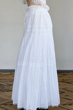 Boho Pleated Drawstring Maxi Skirt