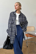 Plaid Striped Mid-Length Blouse