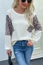 Loose Fit Leopard Panel Sweater