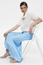 High Waist Satin Floral Print Drape Skirt