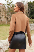 Fringe Trim Faux Suede Jacket