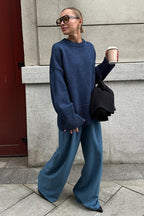 Solid Knit Crew Neck Sweater