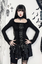 Lace Trim Buckle Gothic T-Shirt