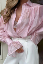 Vintage Satin Lantern Sleeve Blouse