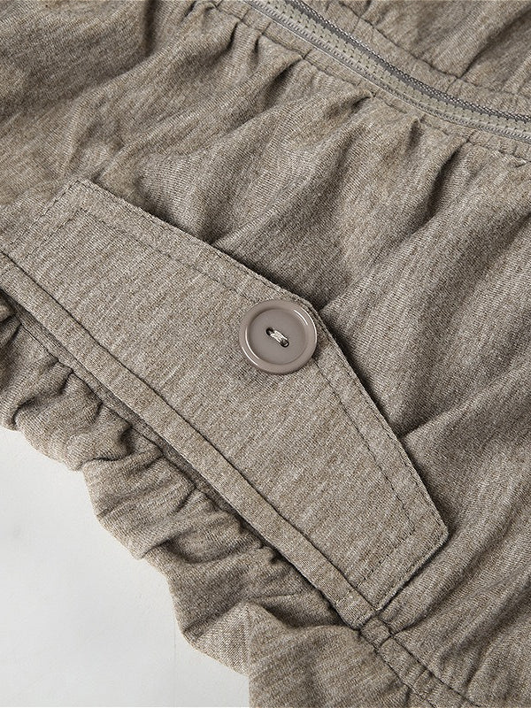 Pleated Lapel Knit Jacket Coat