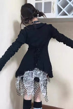 Y2K Gothic Ruffled Lace Blouse