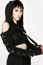 Punk Mesh Crop Hoodie